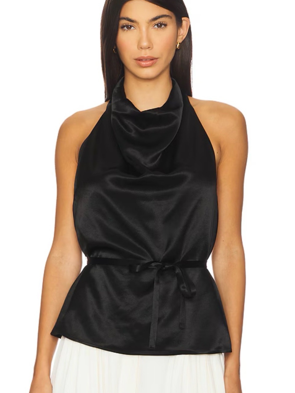NWT‎ Favorite Daughter THE LADIES NIGHT TOP Satin Halter Neck Tie-Waist Blouse